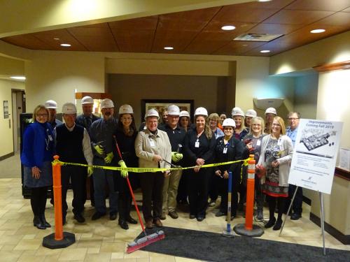 Hammond-Henry Hospital Employees pose for a "ground-breaking" of the new emergency room renovations
