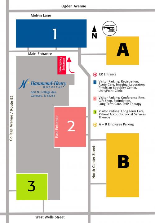 Hammond-Henry Hospital Parking Map
